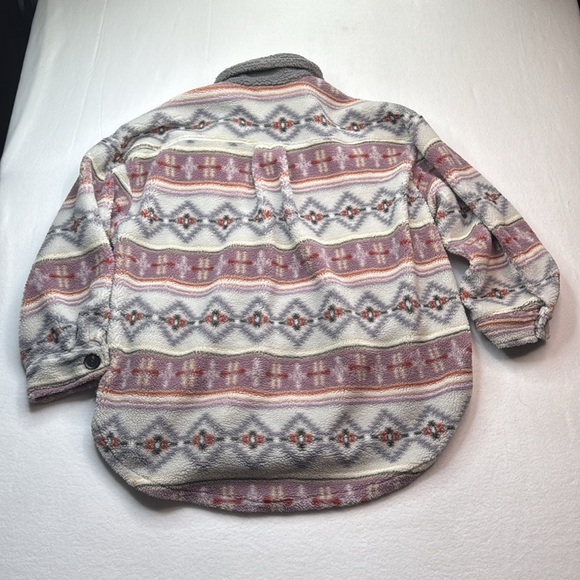 Simply Southern Jacket Womens size XL Gray Mauve Aztec Sherpa Fleece Shacket - Picture 9 of 9
